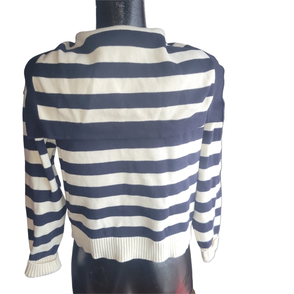 Zara Navy And White Striped Sailor Flap Collar Sweater XS - Picture 5 of 6